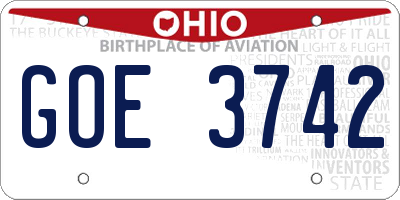 OH license plate GOE3742