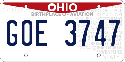 OH license plate GOE3747