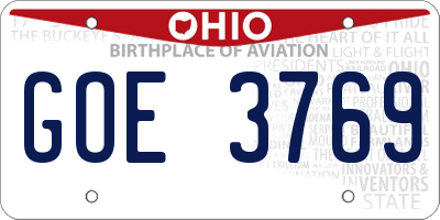 OH license plate GOE3769