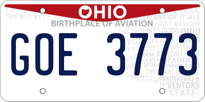 OH license plate GOE3773