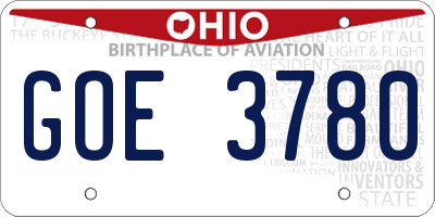 OH license plate GOE3780