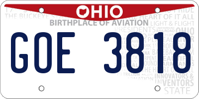OH license plate GOE3818