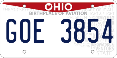 OH license plate GOE3854