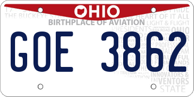 OH license plate GOE3862