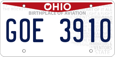 OH license plate GOE3910