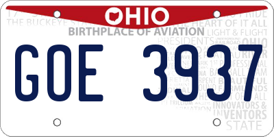 OH license plate GOE3937