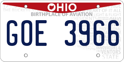 OH license plate GOE3966