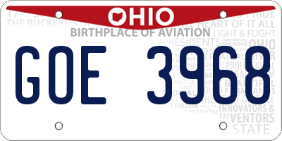 OH license plate GOE3968