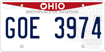 OH license plate GOE3974