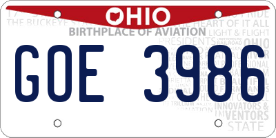 OH license plate GOE3986