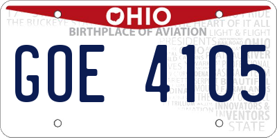 OH license plate GOE4105
