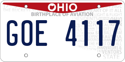 OH license plate GOE4117