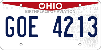 OH license plate GOE4213