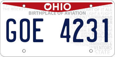 OH license plate GOE4231