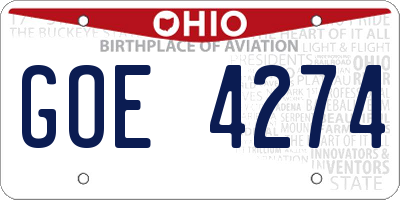 OH license plate GOE4274