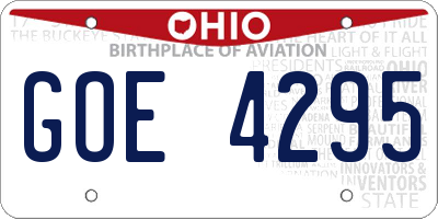 OH license plate GOE4295