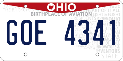 OH license plate GOE4341
