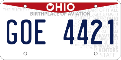 OH license plate GOE4421