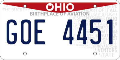 OH license plate GOE4451