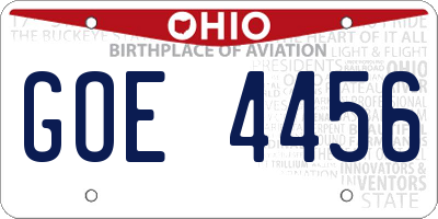 OH license plate GOE4456