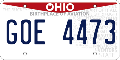 OH license plate GOE4473