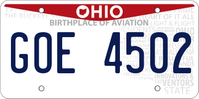 OH license plate GOE4502