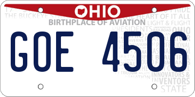 OH license plate GOE4506