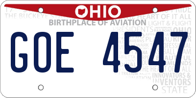 OH license plate GOE4547