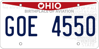 OH license plate GOE4550