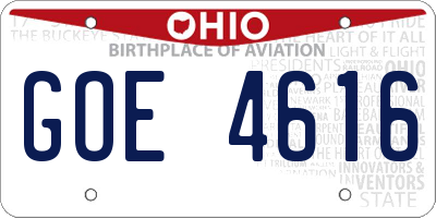 OH license plate GOE4616