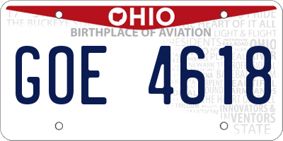 OH license plate GOE4618