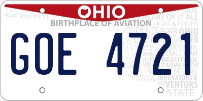 OH license plate GOE4721