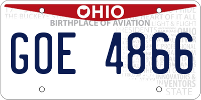 OH license plate GOE4866