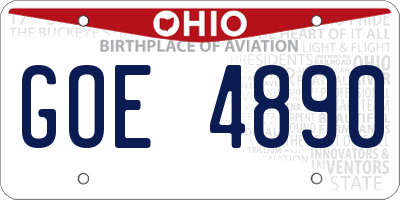 OH license plate GOE4890