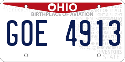 OH license plate GOE4913