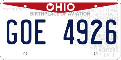 OH license plate GOE4926
