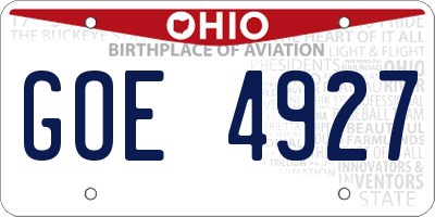 OH license plate GOE4927