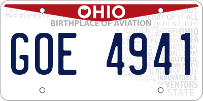 OH license plate GOE4941