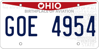 OH license plate GOE4954