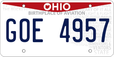 OH license plate GOE4957