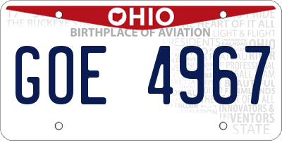 OH license plate GOE4967