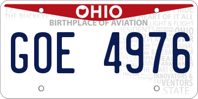 OH license plate GOE4976
