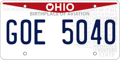 OH license plate GOE5040