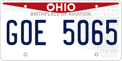 OH license plate GOE5065