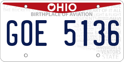 OH license plate GOE5136
