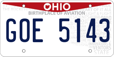 OH license plate GOE5143