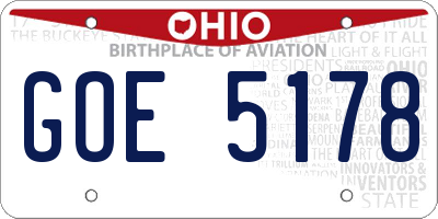 OH license plate GOE5178