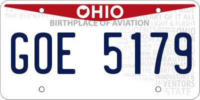 OH license plate GOE5179