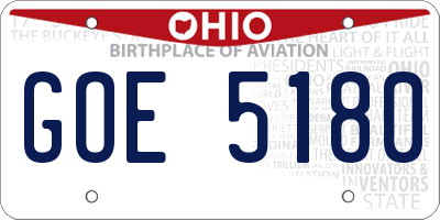 OH license plate GOE5180