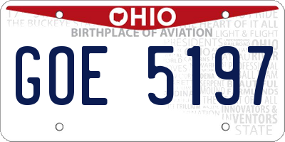 OH license plate GOE5197